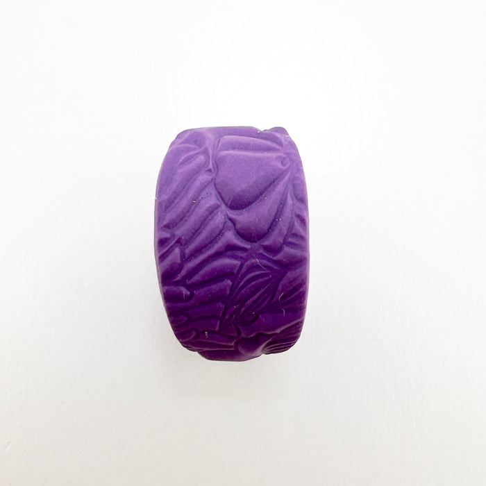 Earrings Purple Floral Oval Mini Hoops (Huggies)