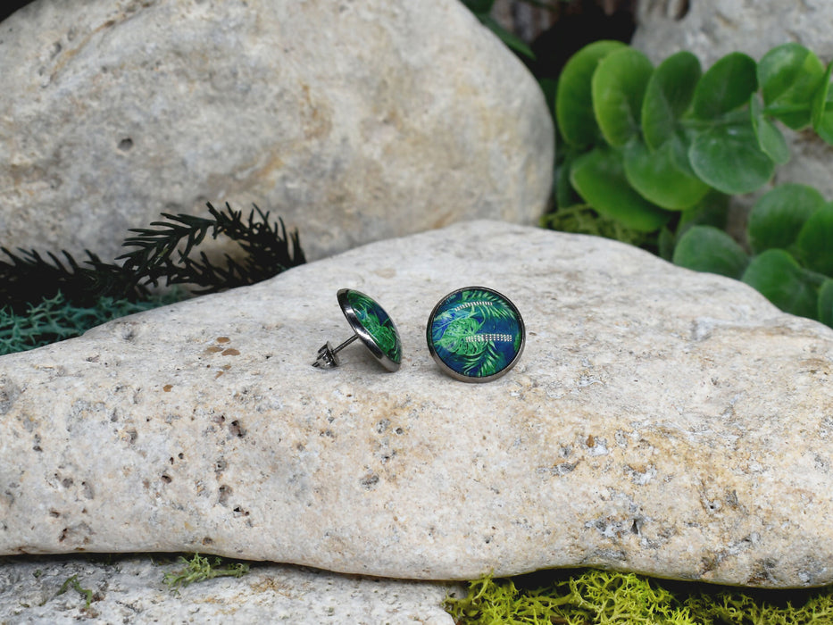 Stud Earrings With Resin Cabochon #436