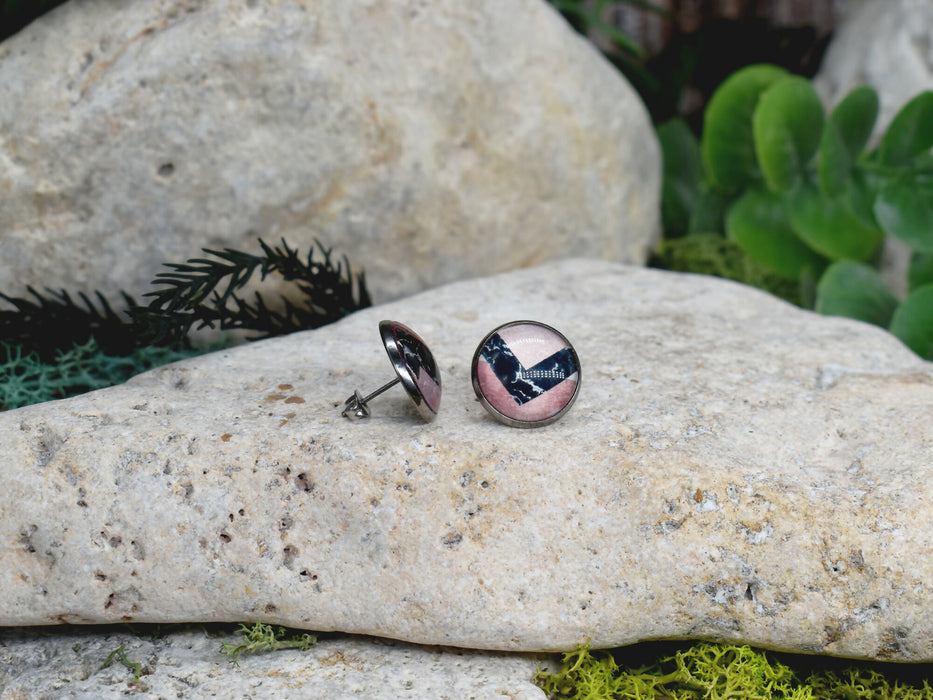 Stud Earrings With Resin Cabochon #362