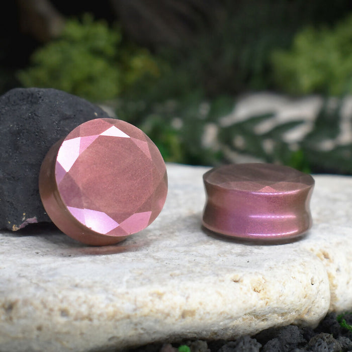 Faceted Ear Tunnels 10-25mm | Pair | Ear Plugs | Gauge Earrings | Gauged Plugs | Resin #201