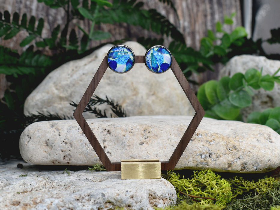 Stud Earrings With Resin Cabochon #434