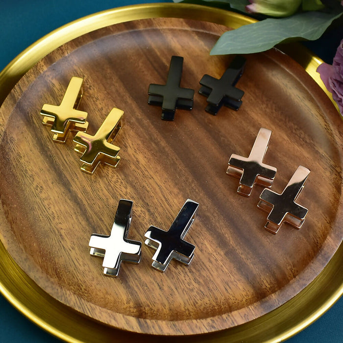 Stainless Steel Ear Weights in Shape of Inverted Cross