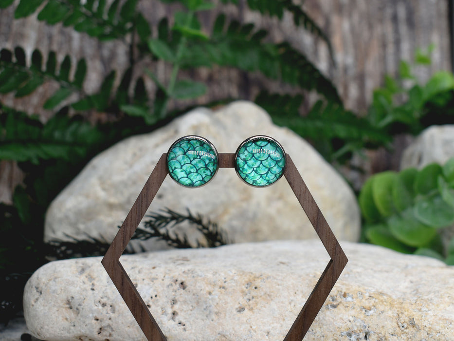 Stud Earrings With Resin Cabochon #447