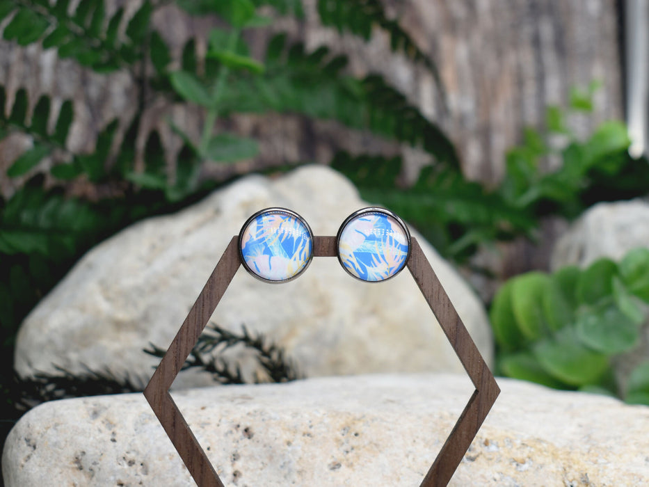 Stud Earrings With Resin Cabochon #435