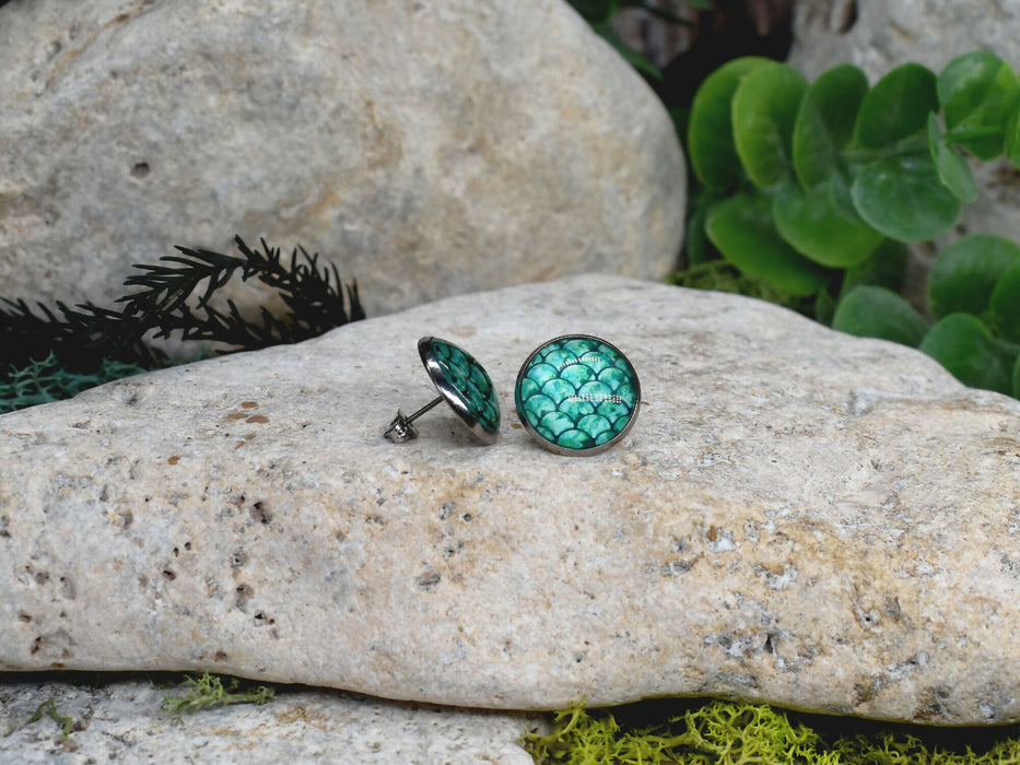 Stud Earrings With Resin Cabochon #447