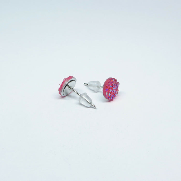 Magnetic_Clip_On_Invisible_Clipon_Stud_Pierced_Nonpierced_Earring_Earrings_Ear_FlatBack_Flat_Back_Irridescent_Druzy_Resin_pink_8mm_back