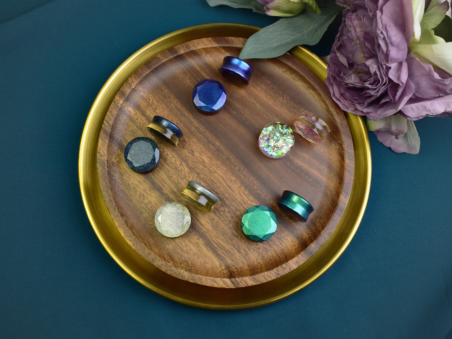Faceted Ear Tunnels 25mm | Pair | Ear Plugs | Gauge Earrings | Gauged Plugs | Resin #366