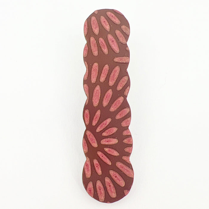 Hair Clip Brown with Pale Pink Circle Mandala Scalloped Hair Clips