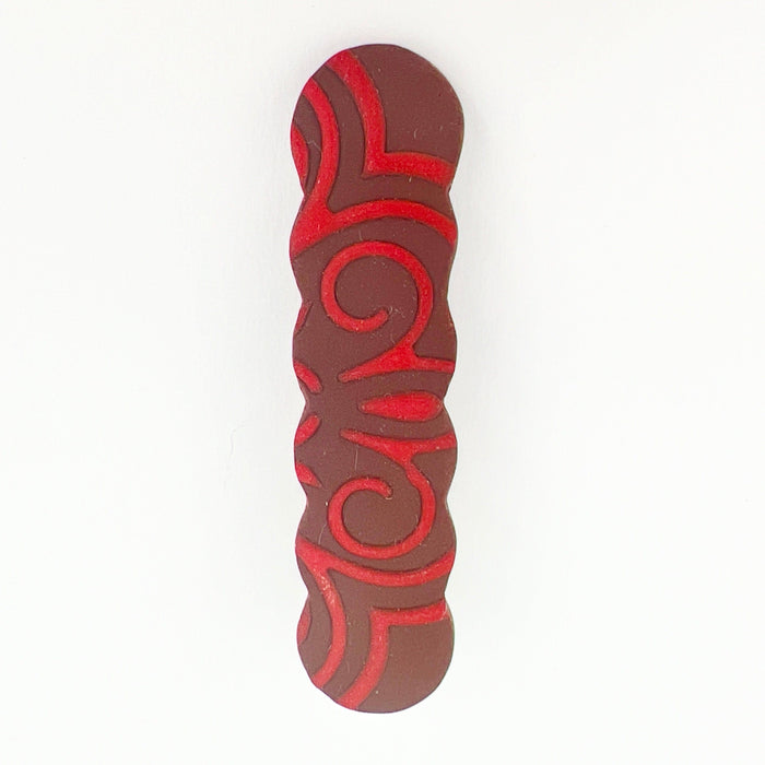 Hair Clip Brown with Red Mandala Scalloped Hair Clips
