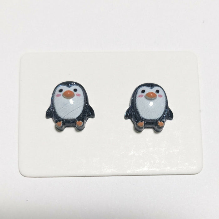 Magnetic_Clip_On_Invisible_Clipon_Stud_Pierced_Nonpierced_Earring_Earrings_Ear_FlatBack_Resin_Animal_Penguin_Large_Card