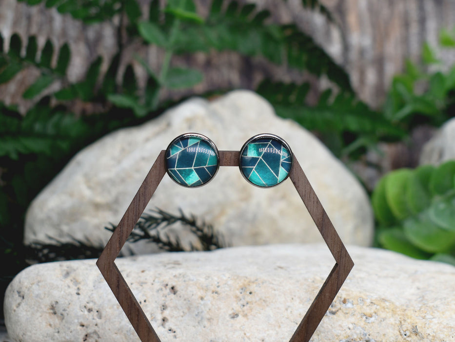 Stud Earrings With Resin Cabochon #440