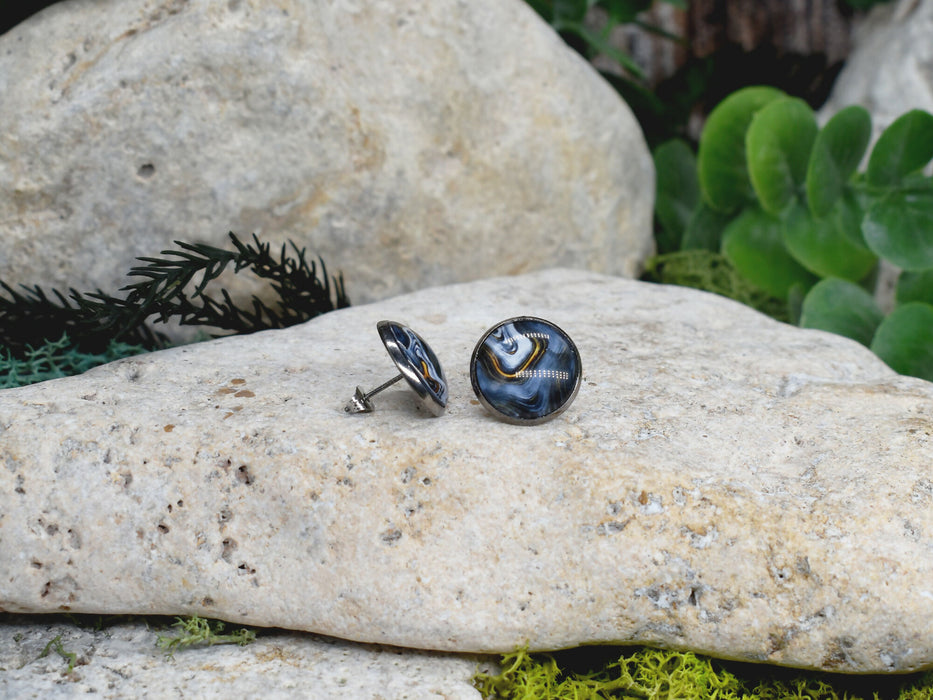 Stud Earrings With Resin Cabochon #396
