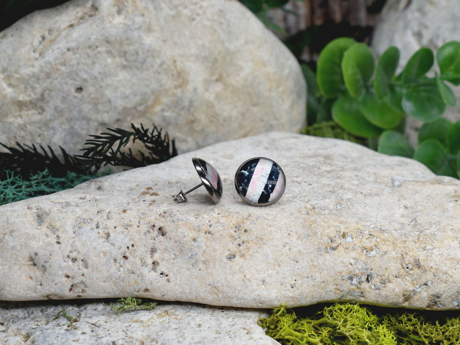 Stud Earrings With Resin Cabochon #357