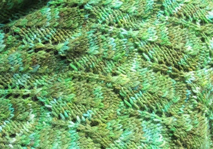 closeup of variegated leaf motif.