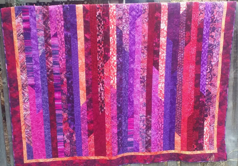 Quilted Throw Handmade Red Purple Blue Sofa Lap 70 x 58