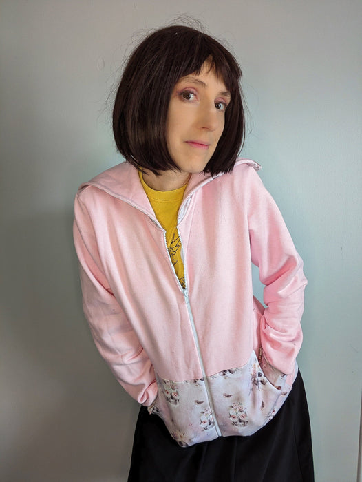Flowers and skulls basic zip up hoodie