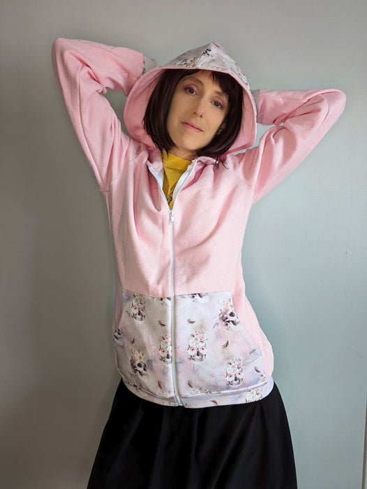 Flowers and skulls basic zip up hoodie