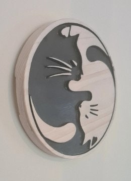 Cats Yin Yang cuddle up, love, equal, opposite but there for each other, unique item, an addition for any room and a true talking point.