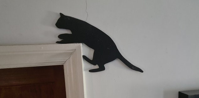 Black Cat Silhouette, door top, topper, playful, fun, whimsical, door, shelf, wall art, cat lover, gift, MDF,