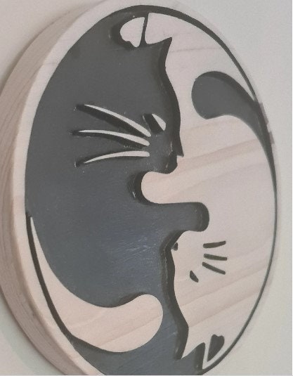 Cats Yin Yang cuddle up, love, equal, opposite but there for each other, unique item, an addition for any room and a true talking point.