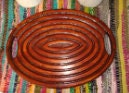Wooden solid carrying tray, ringed, large hand holes, rustic, anti slip, camping, bbq, hot tub, summer, drinks, snacks, wine, kitchen, garden