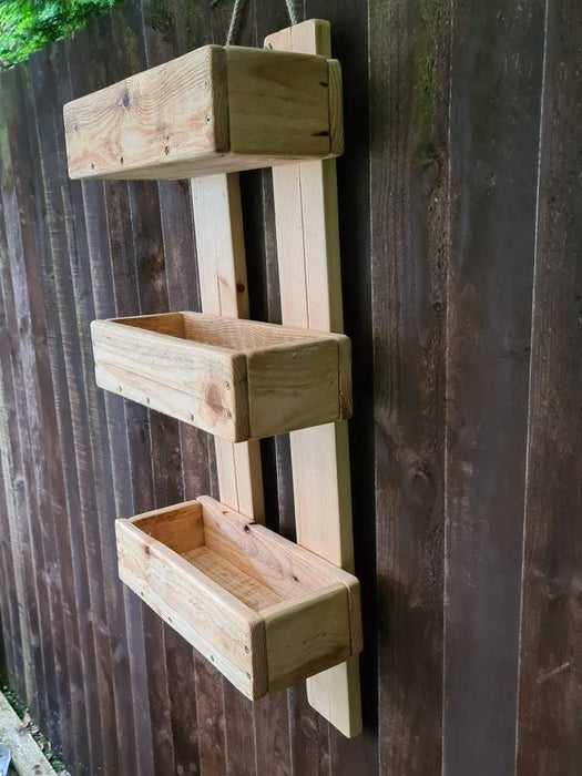 Up planter, rustic, handmade and robust from recycled wood, stain/painted then