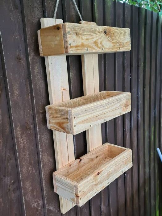 Up planter, rustic, handmade and robust from recycled wood, stain/painted then