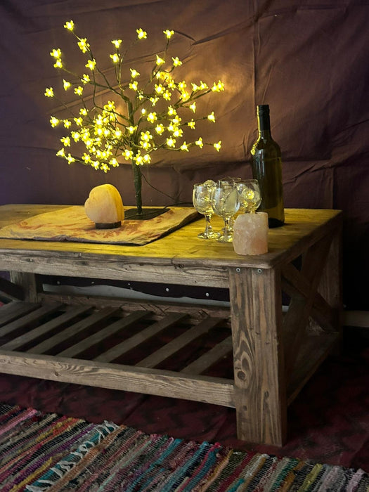 TABLE, Farmhouse, coffee, X Cross Legs, Wooden, Handmade, rustic, cottage, heavy