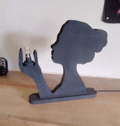 Artisan, cameo, lady silhouette, contemporary lamp, light, unique gift, ambient lightning, lady ornamental, black, classy gift