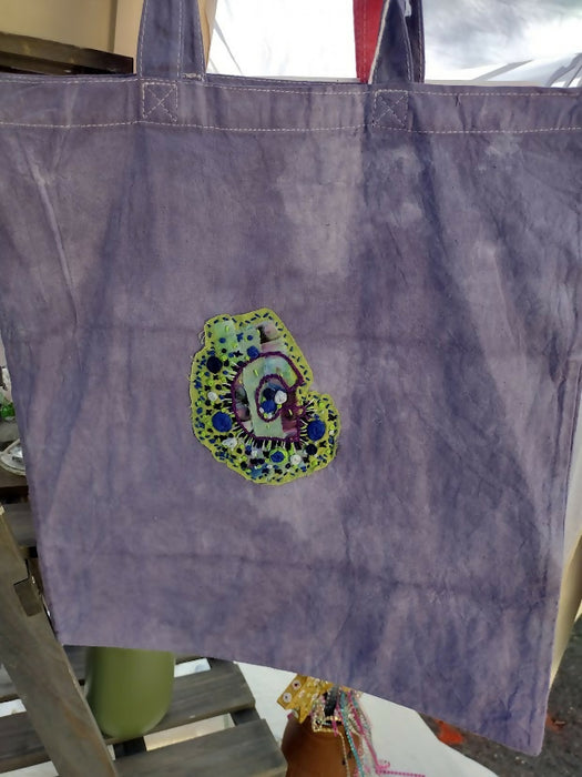 Hand embroidered tote bag - Monogram Collection F-J