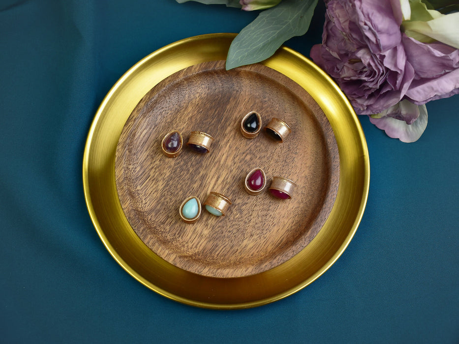 Ear Tunnels 14mm with Stones | Pair | Ear Plugs | Gauge Earrings | Gauged Plugs | Resin #296