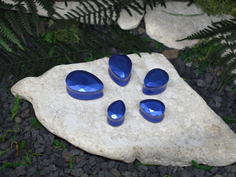 Faceted Teardrop Ear Tunnels 10-25mm | Pair | Ear Plugs | Gauge Earrings | Gauged Plugs | Resin #241