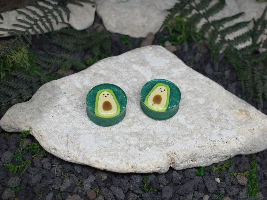 Ear Tunnels 22-26mm Avocado | Pair | Ear Plugs | Gauge Earrings | Gauged Plugs | Resin #114