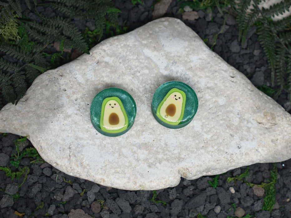 Ear Tunnels 22-26mm Avocado | Pair | Ear Plugs | Gauge Earrings | Gauged Plugs | Resin #114