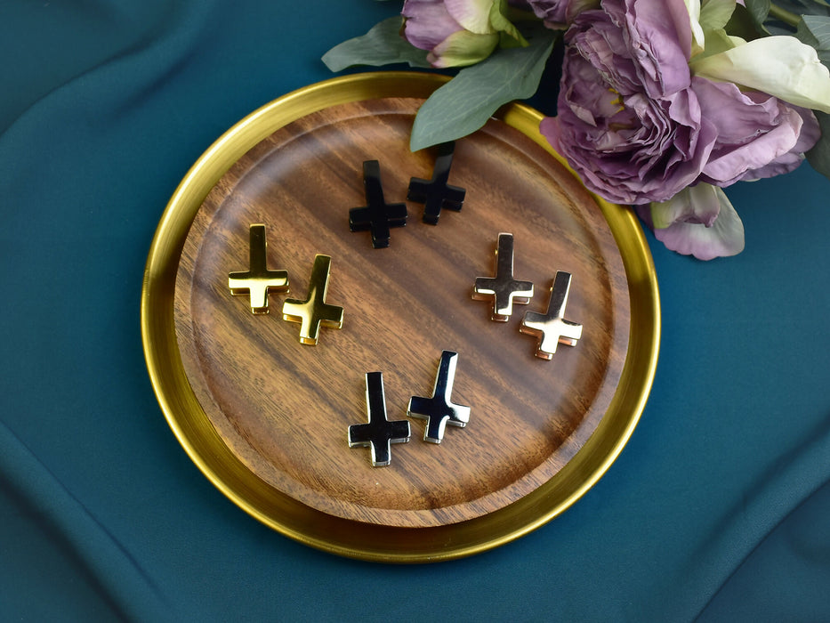 Stainless Steel Ear Weights in Shape of Inverted Cross