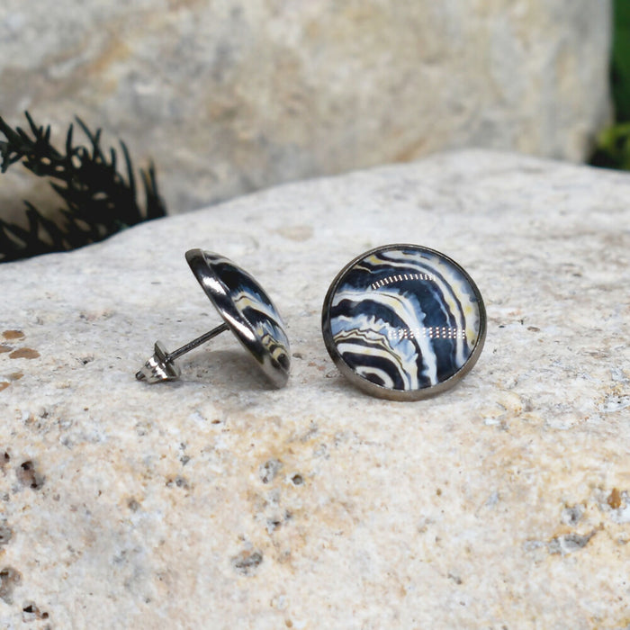 Stud Earrings With Resin Cabochon #389