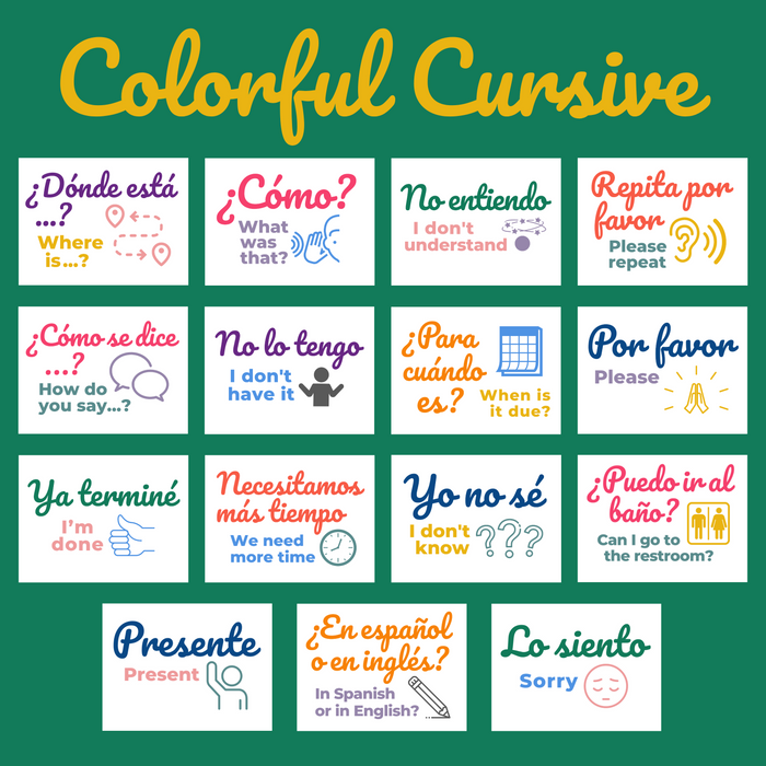 Spanish Poster Set: Classroom Phrases ~ Printable ~ 6 Designs Included ~ Class Display, Wall Art, Visual ~ Home, Elementary, Middle, High School
