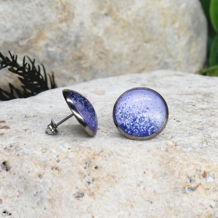 Stud Earrings With Resin Cabochon #405
