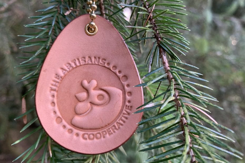 leather keychain with Artisans logo