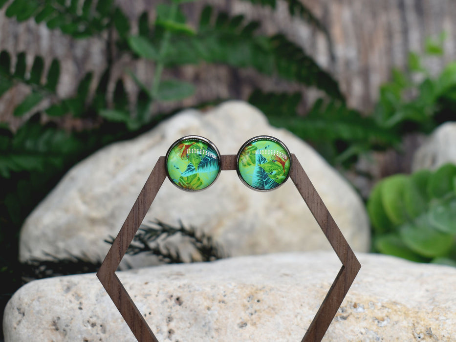 Stud Earrings With Resin Cabochon #439
