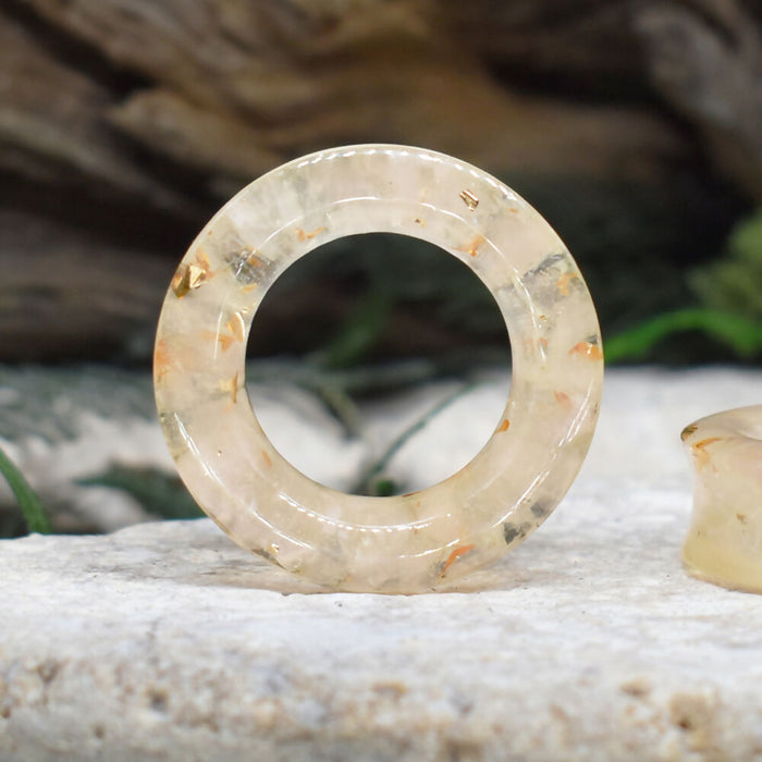 Thick-Wall Ear Tunnels 38mm Rose Quartz | Pair | Ear Plugs | Gauge Earrings | Gauged Plugs | Resin #92