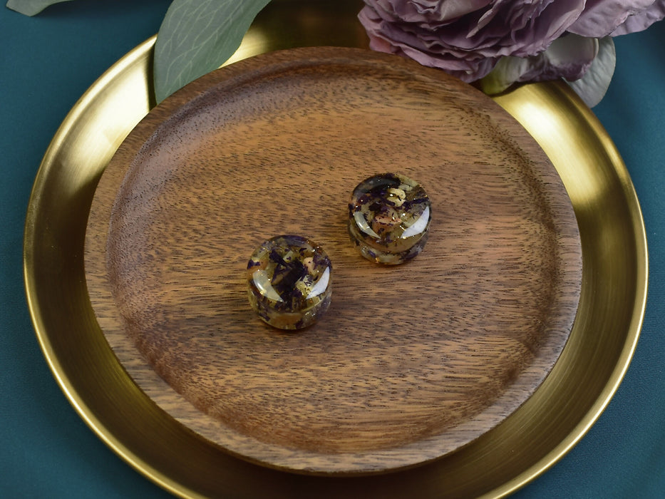 Ear Plugs 24mm Stone, Flowers | Pair | Ear Plugs | Gauge Earrings | Gauged Plugs | Resin #519