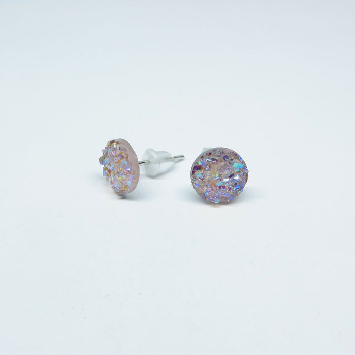 10mm Drusy Resin Earrings 12 colors, Magnetic, Clip-on or Hypoallergenic Stud