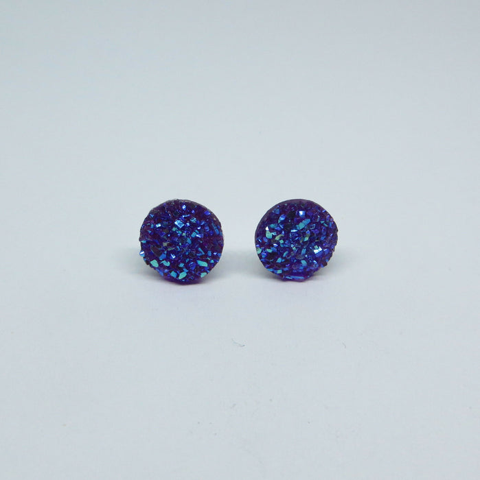 10mm Drusy Resin Earrings 12 colors, Magnetic, Clip-on or Hypoallergenic Stud