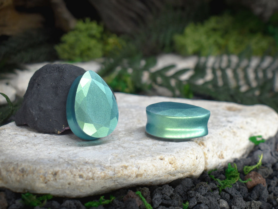 Faceted Teardrop Ear Tunnels 10-25mm | Pair | Ear Plugs | Gauge Earrings | Gauged Plugs | Resin #228