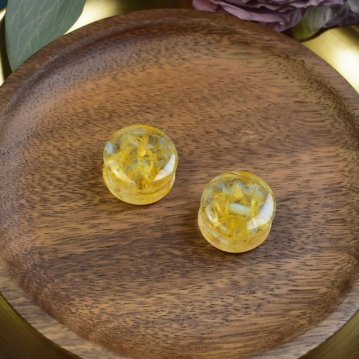 Ear Plugs 24mm Stone, Flowers | Pair | Ear Plugs | Gauge Earrings | Gauged Plugs | Resin #517