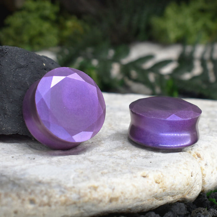 Faceted Ear Tunnels 10-25mm | Pair | Ear Plugs | Gauge Earrings | Gauged Plugs | Resin #221