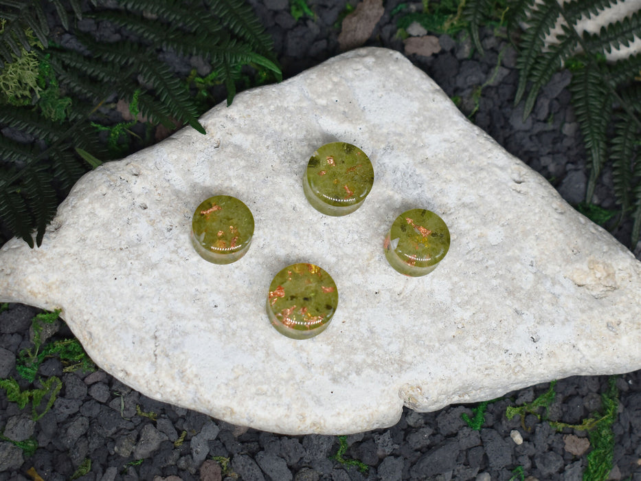 Ear Tunnels 16-18mm Epidote | Pair | Ear Plugs | Gauge Earrings | Gauged Plugs | Resin #133