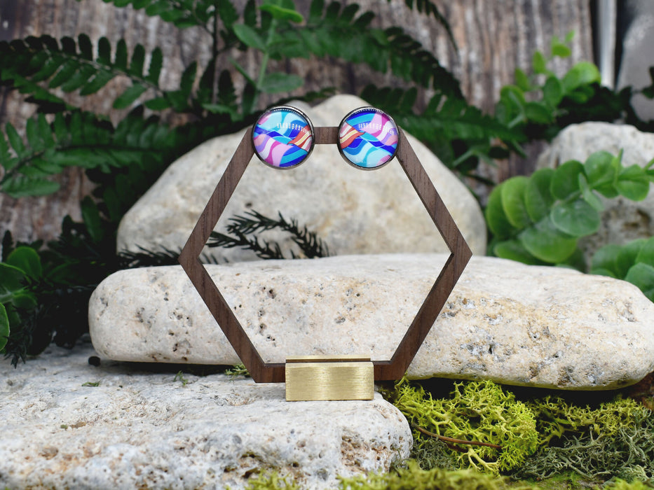 Stud Earrings With Resin Cabochon #452
