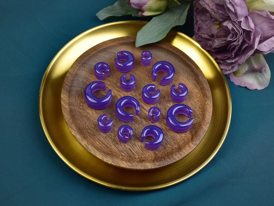 Moon Shaped Ear Tunnels 10-25mm | Pair | Ear Plugs | Gauge Earrings | Gauged Plugs | Resin #340